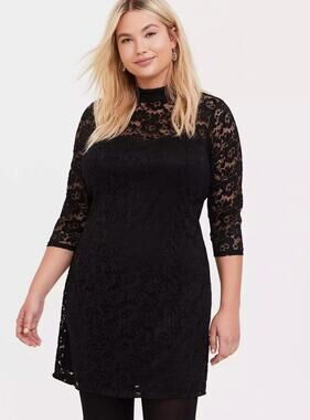 Torrid Black Lace Mock Neck Sheath Dress Size 2X Witchy Goth Whimsygoth